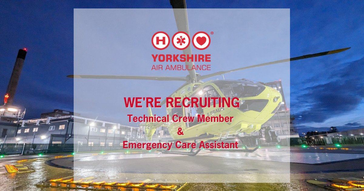 We are recruiting for the role of Technical Crew Member &amp; Emergency Care Assistant. This role will be shift pattern working hours based primarily at our Nostell airbase, nr Wakefield, &amp; when required at our base at RAF Topcliffe, nr Thirsk.

Visit yaa.org.uk/contact-us-car…

#Jobs