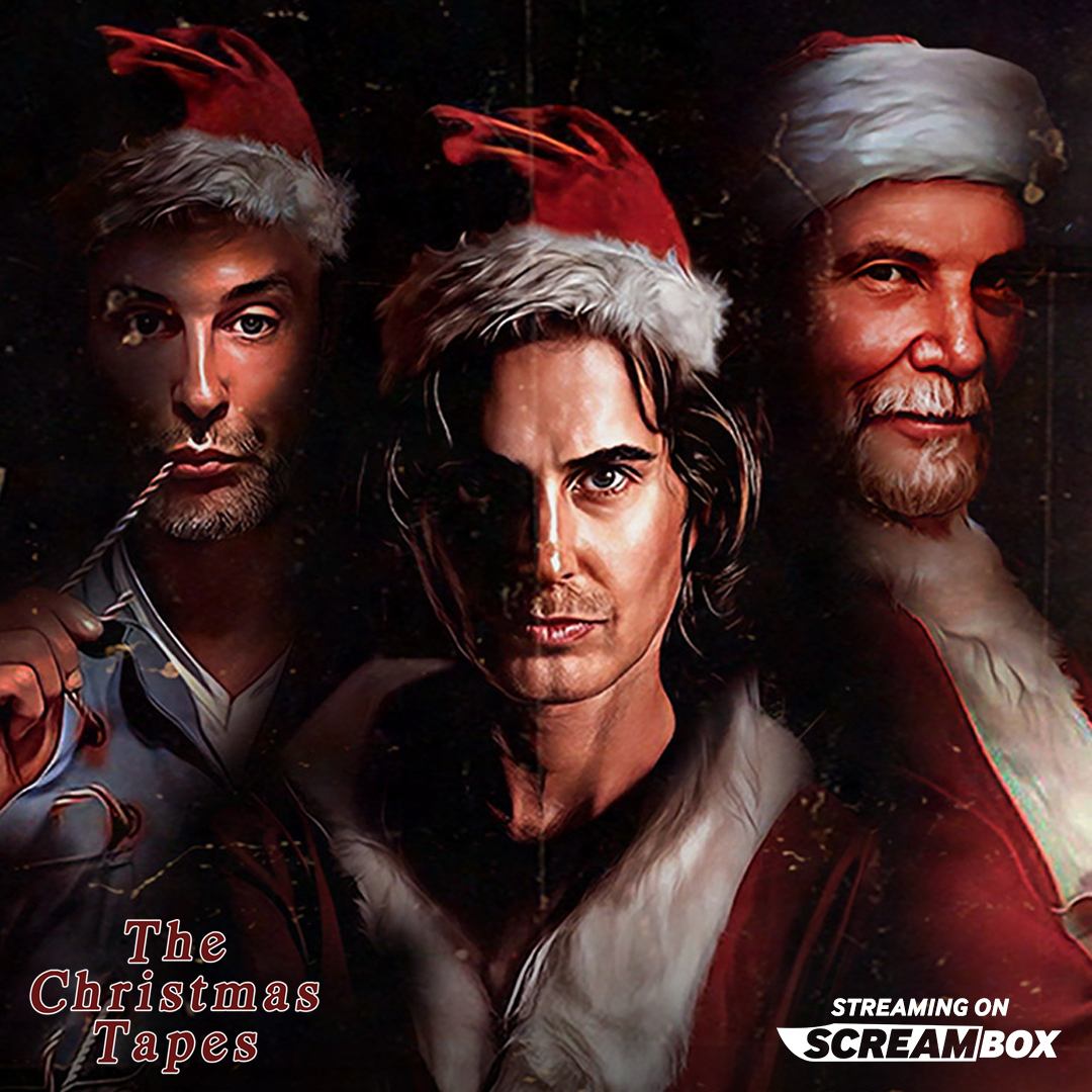 The Christmas Tapes in the gift that keeps on killing! @gregsestero (The Room), @DaveSheridan (Scary Movie), and Vernon Wells (Mad Max 2) star in the found footage horror anthology on SCREAMBOX.