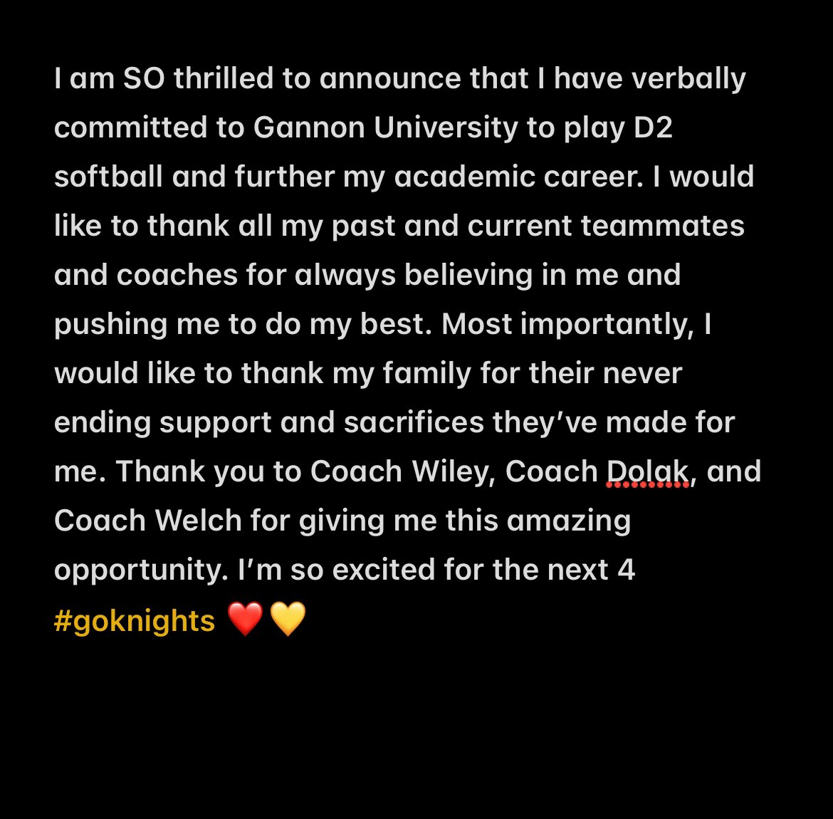 So excited for the next 4 ❤️💛 <a href="/Gannon_Softball/">Gannon_Softball</a>