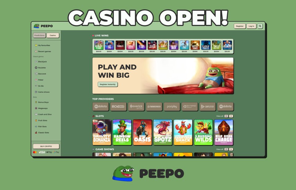 Today we are excited to announce two new products into the $PEEP ecosystem:

- First, a $PEEP themed casino and prediction market which can be found at PEEPCasino.com

- Second, a buy a burn mechanism 🔥 50% of all revenue generated from PEEP Casino will be used to buy