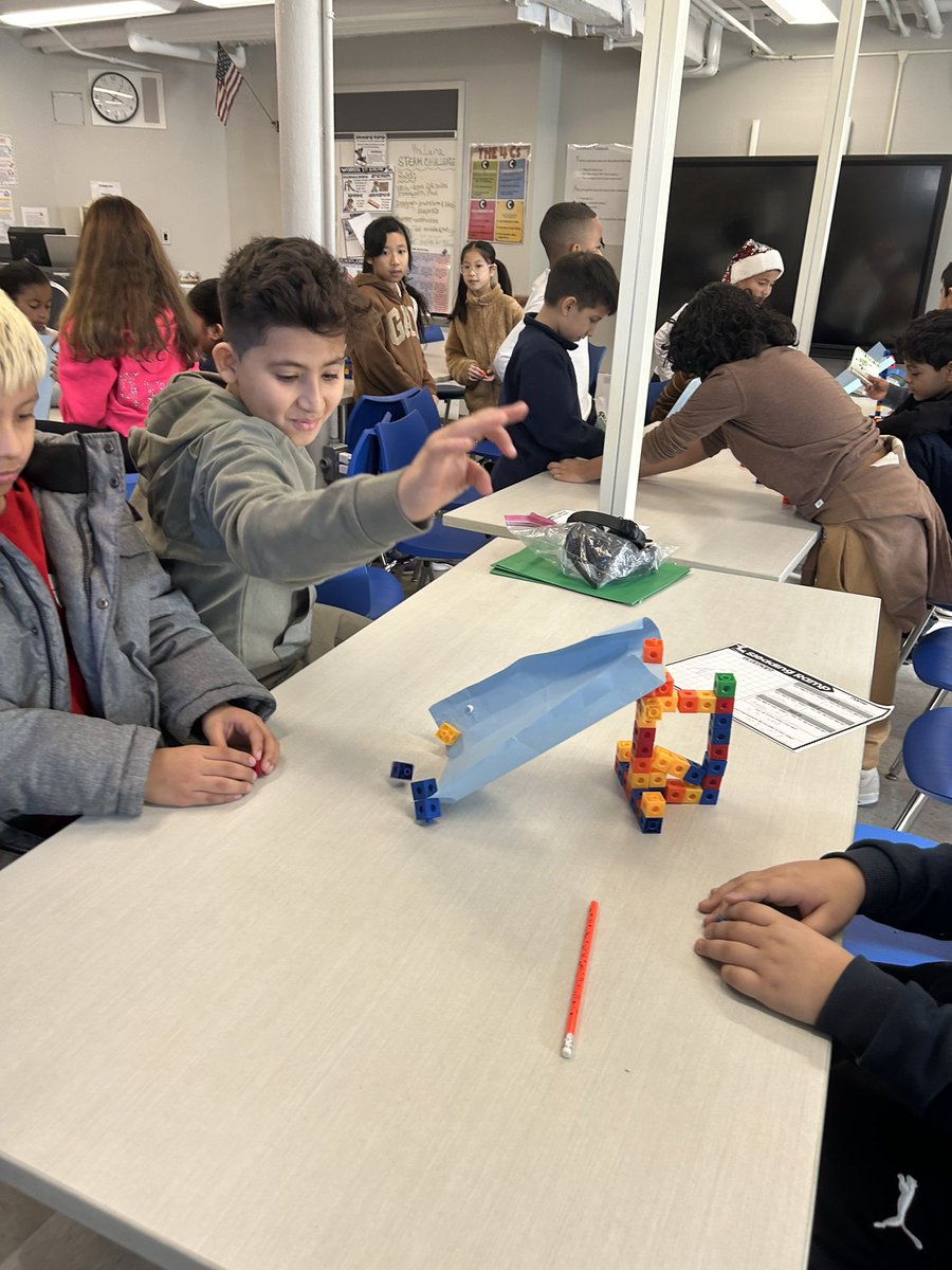 STEM Challenge: Construct a ramp that will make your sled travel the farthest distance @PS66JKO @stem_feed @CSforALL @CSforAllNYC #inclinedplane #engineer