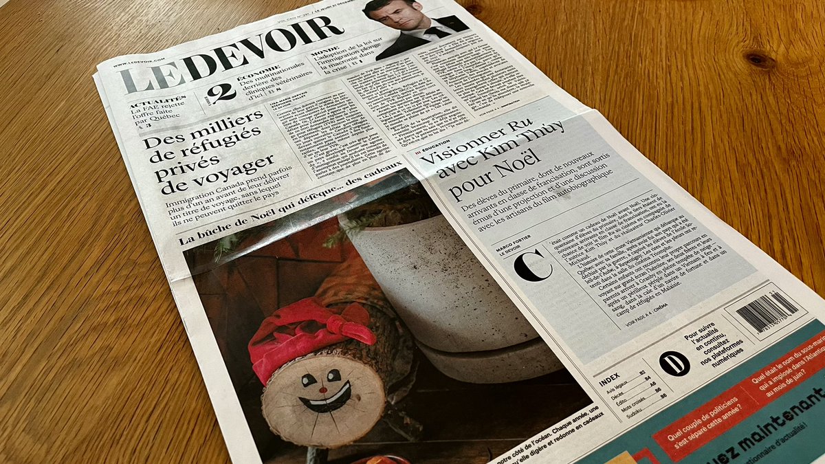 El Tió de Nadal del <a href="/ccQuebec/">Catalan·e·s du Québec</a> és avui a la portada de <a href="/LeDevoir/">Le Devoir</a>, un dels grans diaris francòfons del Quebec.

Merci de faire connaître cette tradition à vos lecteurs, @JLBordeleau!