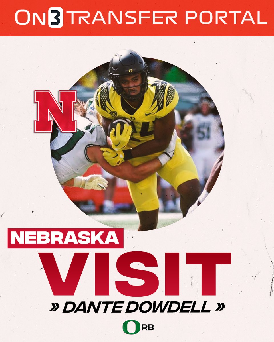 NEWS: Oregon transfer RB Dante Dowdell is visiting Nebraska in January, per @Sean_Callahan Dowdell is a former Top-150 recruit from the 2023 class👀 on3.com/teams/nebraska…