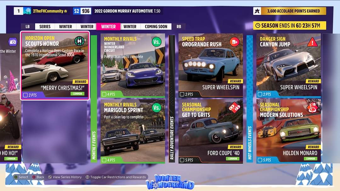 Today we kick off week 3 of Series 28 (Winter Wonderland) in FH5 and it's winter once again! That means that it's Dry Season, and there are new events to complete and cars to unlock! Read on for this weeks' overview: Overall, there are 8 cars to be won in winter (#3) as follows:…