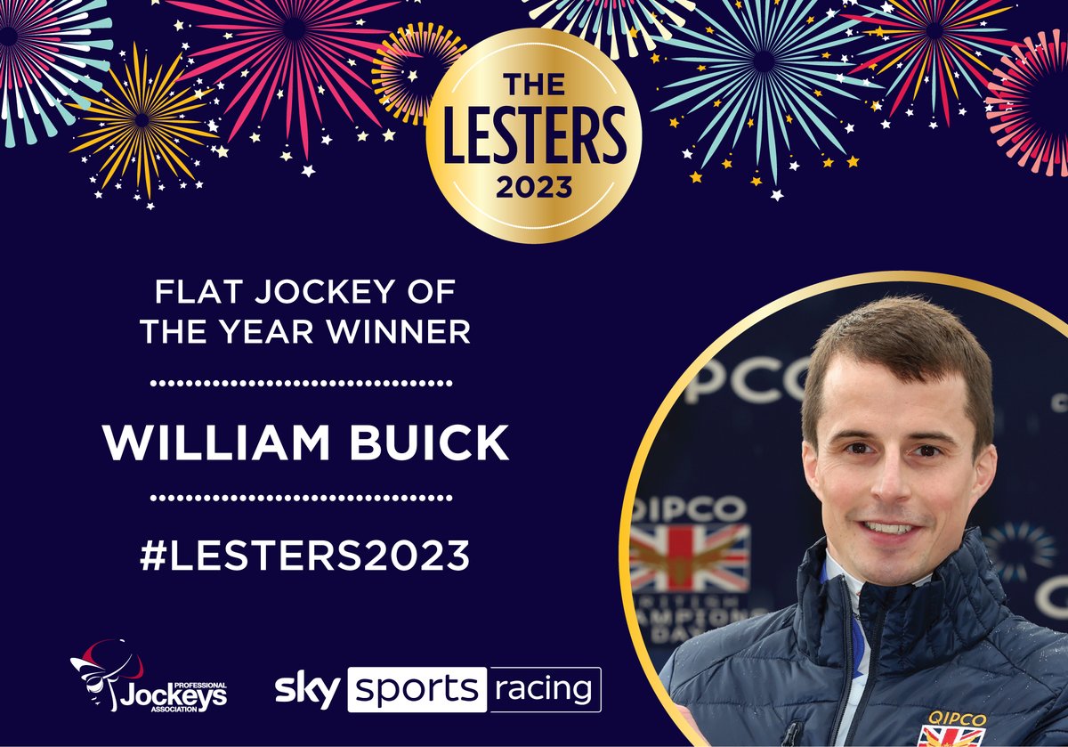 🏆 The penultimate award of the night is for Flat Jockey of the Year.

This is awarded to current Flat Champion William Buick! #Lesters2023

@AtTheRaces @SkySportsRacing