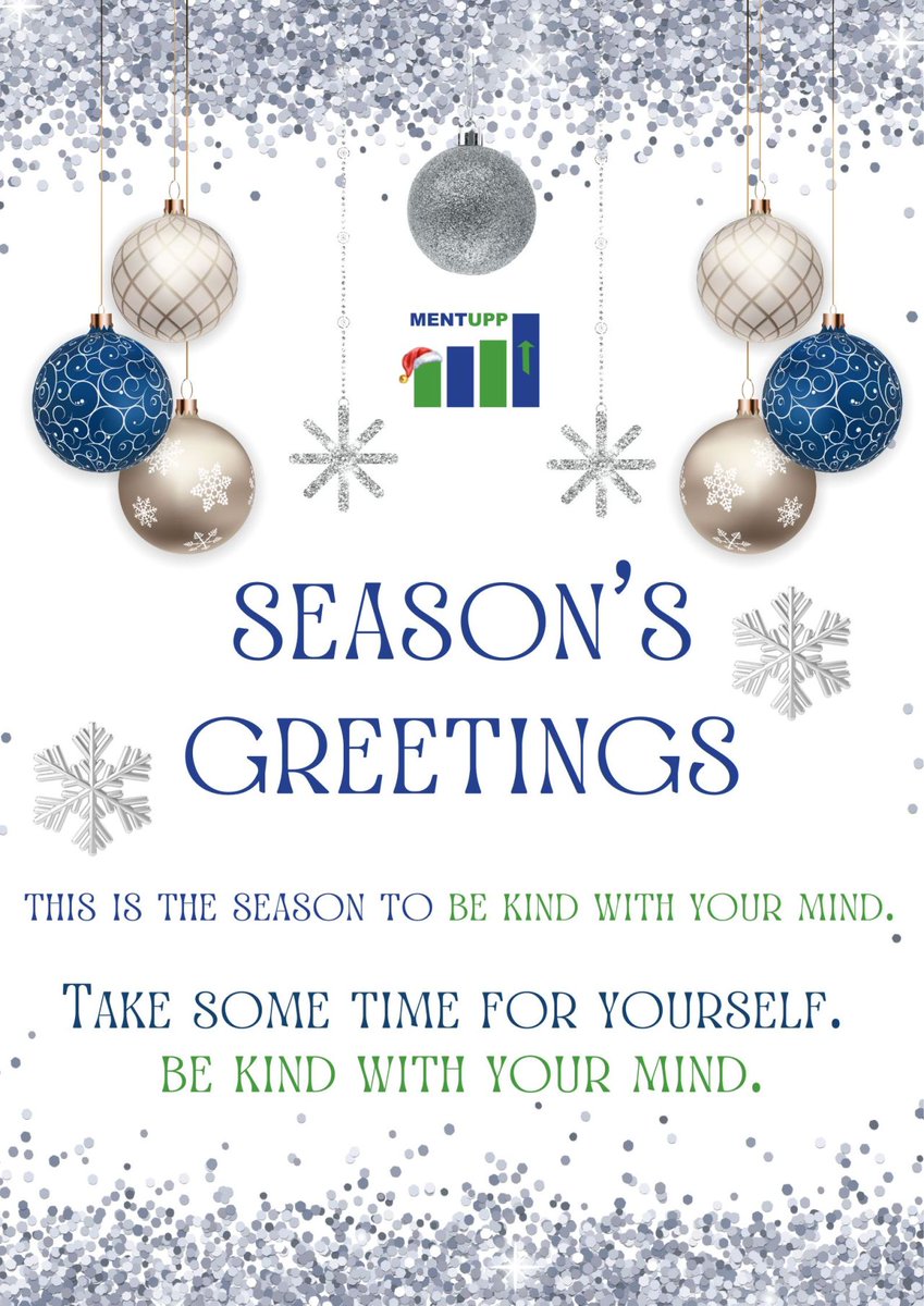The #MENTUPP team wishes everybody a great festive season! We hope that you can take some time for yourselves, #relax from everyday hassles and work-related stress, and gather new mental #strength for the new year to come. Happy holidays! #takeabreak #mindfulness #mentalhealth