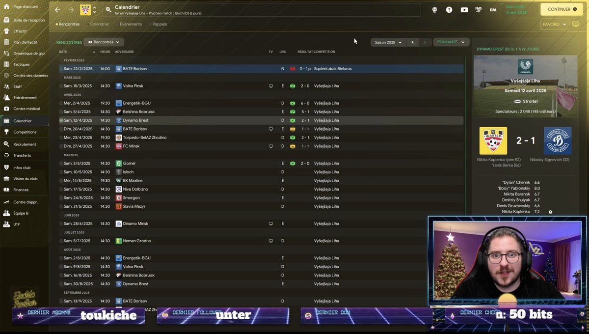 VikFM_'s tweet photo. ↗️6V 2N 0D en 8 journées ✅
Leader 2 pts d’avance ✅
Toujours invaincu donc 🙌
Le titre toujours en vue pour #Soligorsk 🏆👀
Suite la semaine pro (qui sera light en terme de lives) donc joyeux Noël à ceux qui le fête 🎅🏼🎄
#FM24 #FootballManager2024 #TwitchFr 🫶 https://t.co/FyLYOjlb3q
