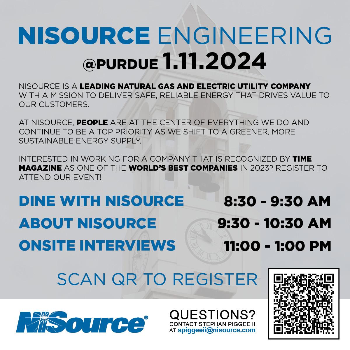 purduemep's tweet image. 🚀 Elevate your engineering journey at NiSource Employer Day! Join us on Jan 11, 2024 @ Purdue. Limited spots! RSVP by scanning the QR code below! #NiSourceOpportunity #EngineeringFuture