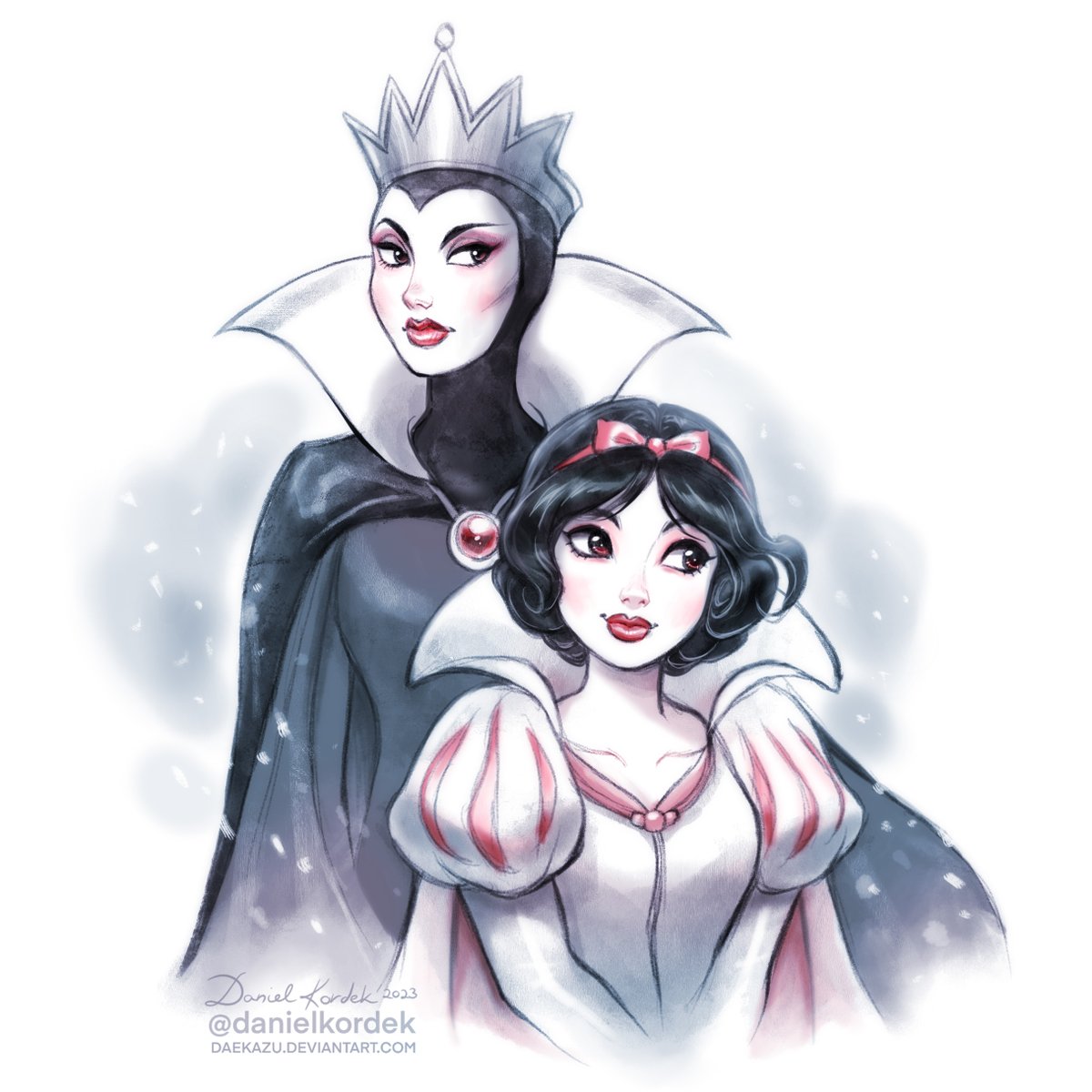 👑 Evil Queen and Snow White ❄️
Whenever I’m thinking about winter princesses Snow always comes to my mind first.
Just a quick sketch for fun! ;]

#snowwhite #evilqueen #disney #princess #disneyanimation #winter #mood #sketch #art