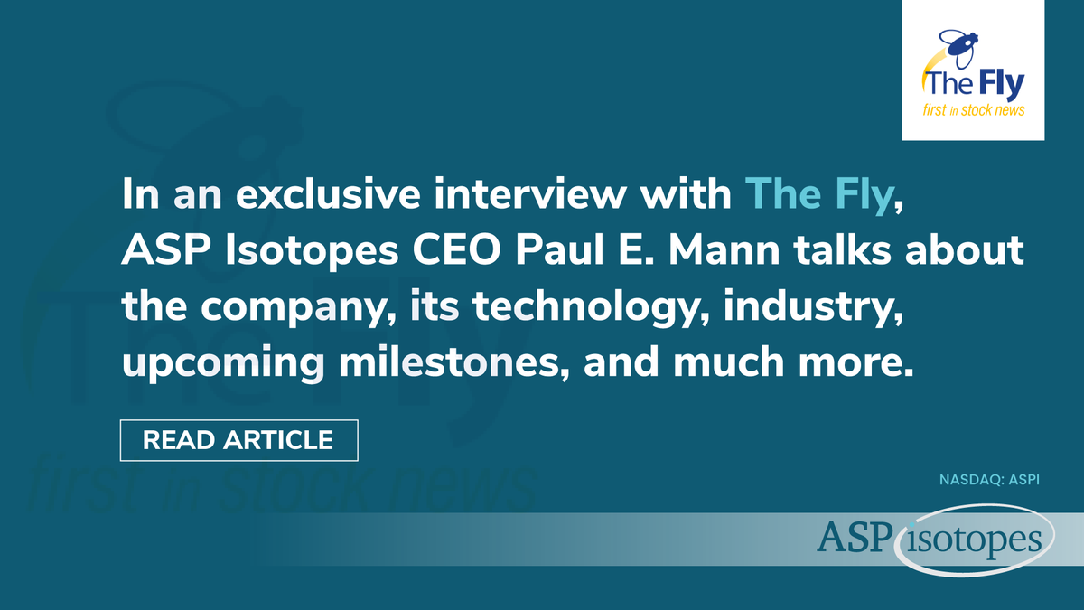 Great article featuring ASP CEO Paul Mann talking about the year that's about to close and what's on the horizon ahead with Jessica de Sa-Mota of The Fly. thefly.com/landingPageNew…
#NASDAQ: $ASPI

#TechNews #technology #isotopes #energy #GreenEnergy