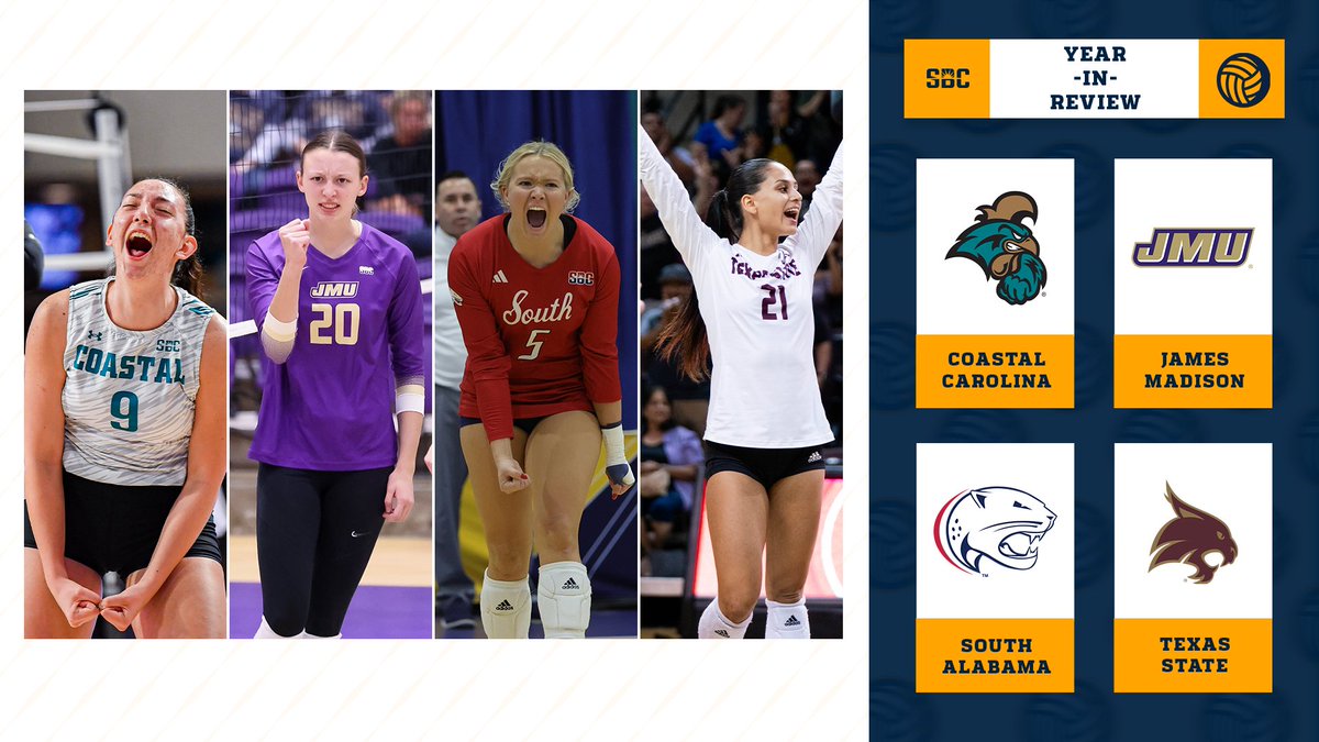 𝗥𝗜𝗦𝗜𝗡𝗚. In a banner year for #SunBeltVB, @CoastalVball, @JMUVolleyball, @SouthAlabamaVB and @TexasstateVball each represented the league at the NCAA Tournament and six teams finished in the top 100 of the RPI. ☀️🏐 📰 » sunbelt.me/3GPrBim