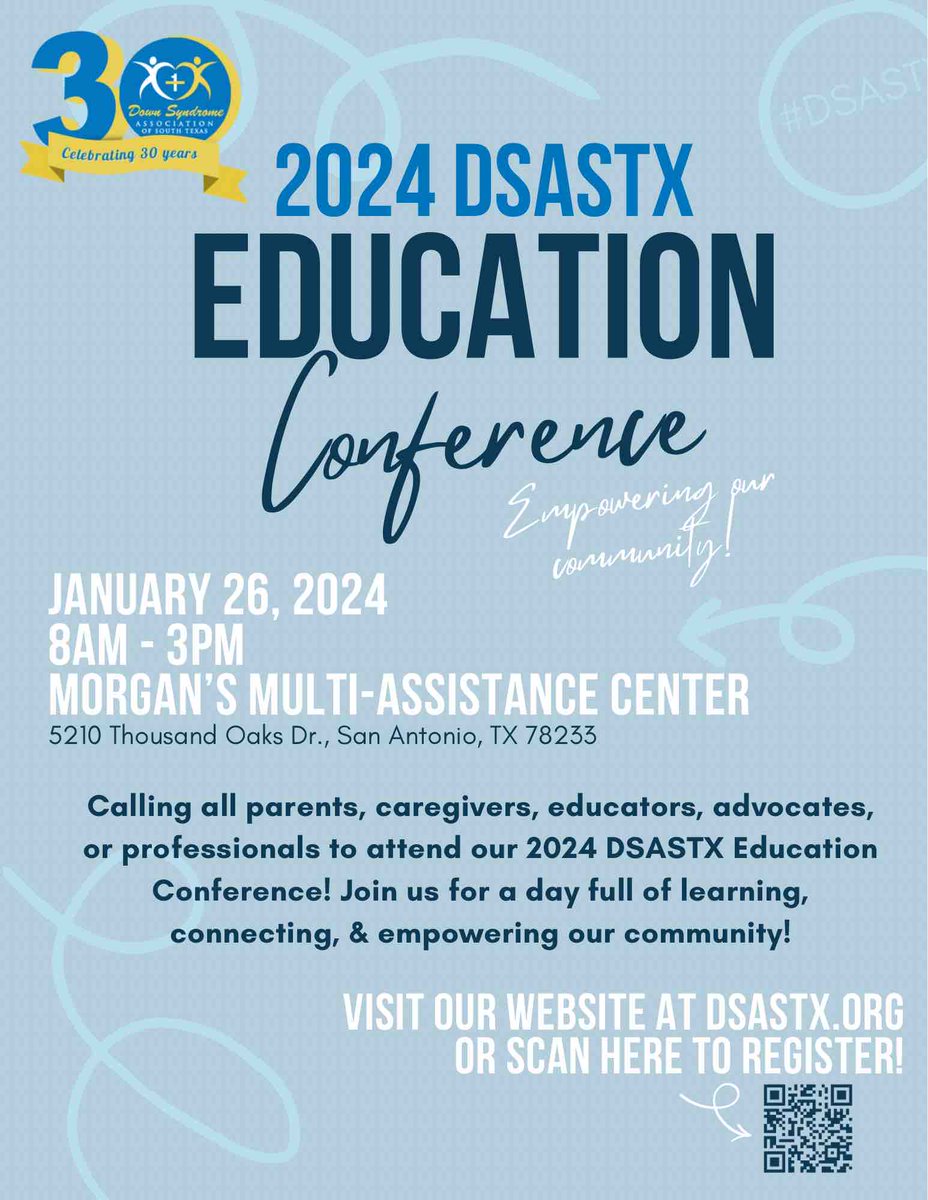 5 weeks away from the 2024 DSASTX Education Conference! We have 8 sessions, 7 speakers, lunch, exhibitors, and a whole lot of community building! Join us on January 26th for a full day of learning &amp; connecting! 📚 

Make sure to register TODAY! ➡️ bit.ly/2024DSASTXEduC…