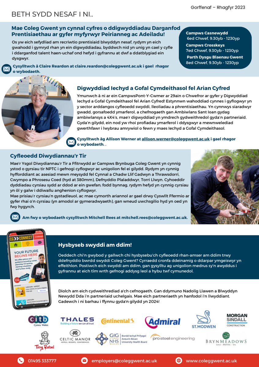 Exciting news! 🚀 @coleggwent has relaunched our Employer Newsletter, packed with events, collaborations, and updates. Dive in now! 📰 #ColegGwent #EmployerEngagement