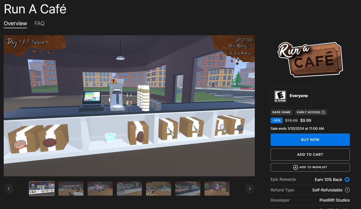 RunACafeGame's tweet photo. Don't worry! We're still working behind the scenes, and we'll have more information soon for you all! Until then... Run a Café is on sale for 50% off on BOTH Steam and Epic Games! #gamedev #IndieDevs #IndieGameDev #indiegames #gamedevelopment #cozygames #EarlyAccess https://t.co/0sO4xAVovQ