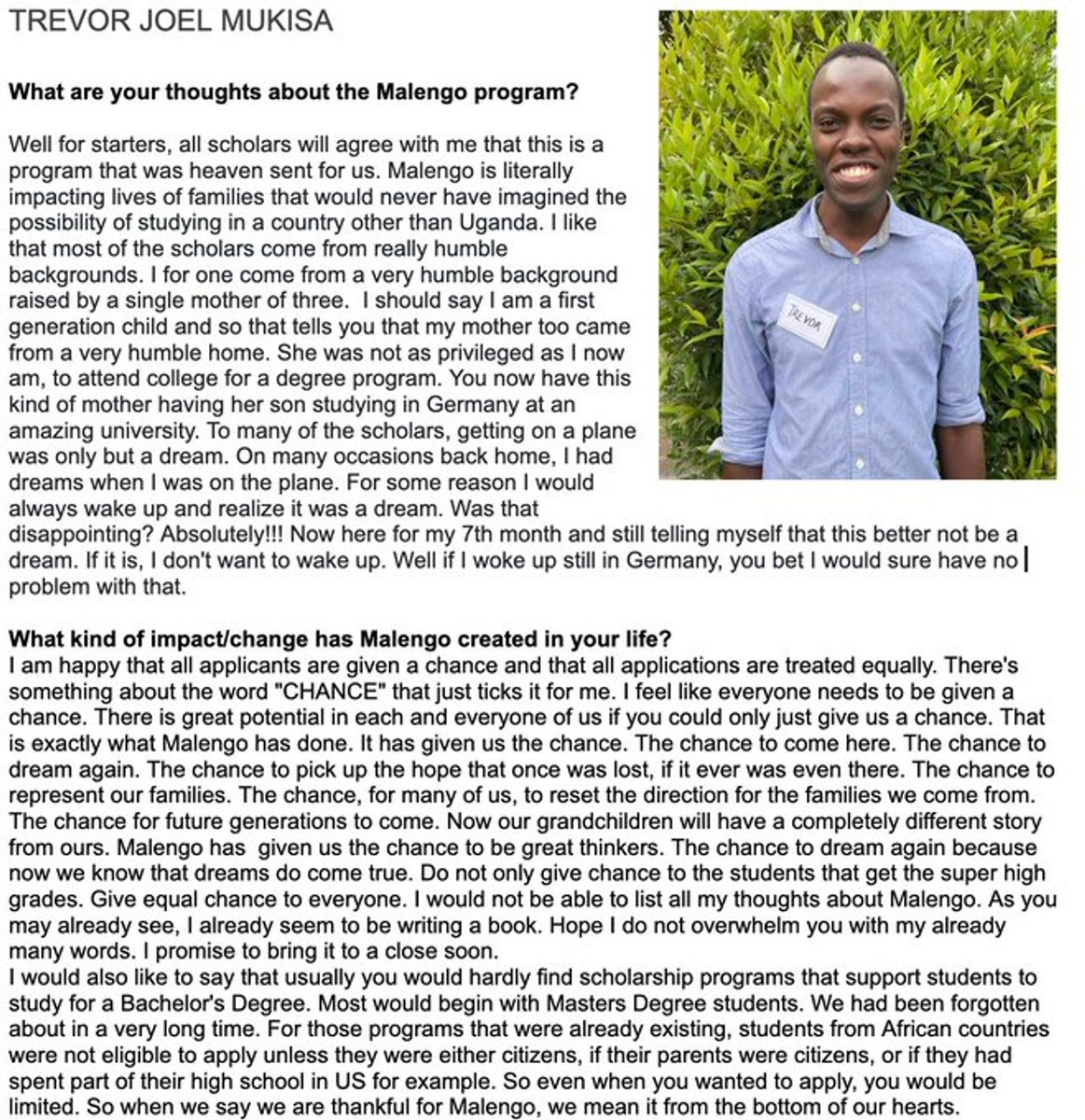 jhaushofer's tweet photo. Please RT: Our fundraising at @malengo has been slow! We want to support as many students as possible on their journey from Uganda to a Bachelor's degree in Germany. Please support us! Donations are tax deductible in the US and Germany. Details at https://t.co/GecF9nh85B. Thanks! https://t.co/e8zjkbrG2q