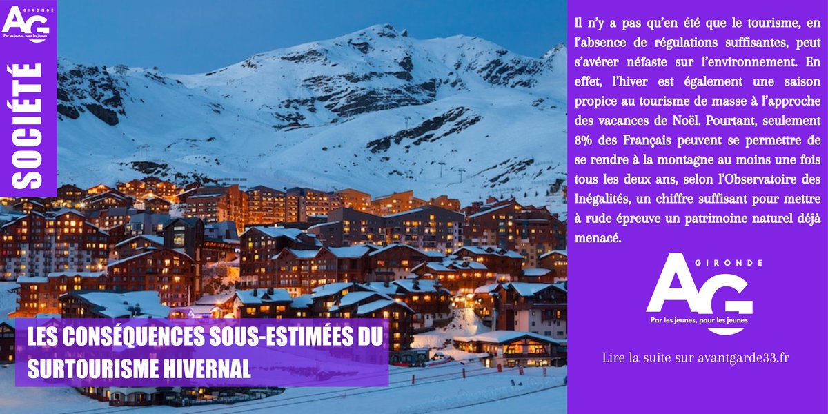 AGarde33's tweet photo. [SOCIÉTÉ]
📢 Les conséquences sous-estimées du surtourisme hivernal.

📰 Article à lire juste ici : https://t.co/IRymRFKTFA https://t.co/AcXGgfhjjy