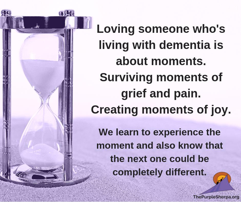 Please re-Tweet to raise awareness: When we learn how to live in the moment, we're better able to handle whatever happens as we're caring for a loved one who's living with #dementia. #Alzheimers #mindfulness #happiness