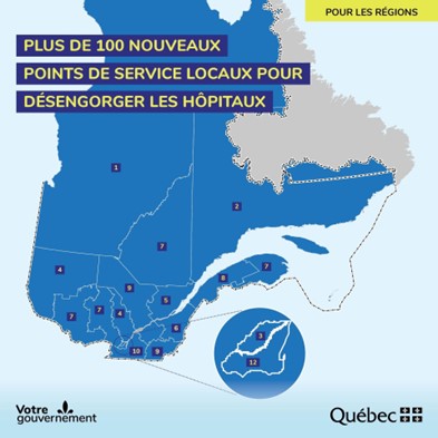 Notre gouvernement a annoncé la création de 100 points de service locaux à travers le Québec pour offrir services de prélèvement, de dépistage et de vaccination. Les tests rapides de dépistage de la COVID-19 y sont offerts gratuitement pour tous.
👉portal3.clicsante.ca