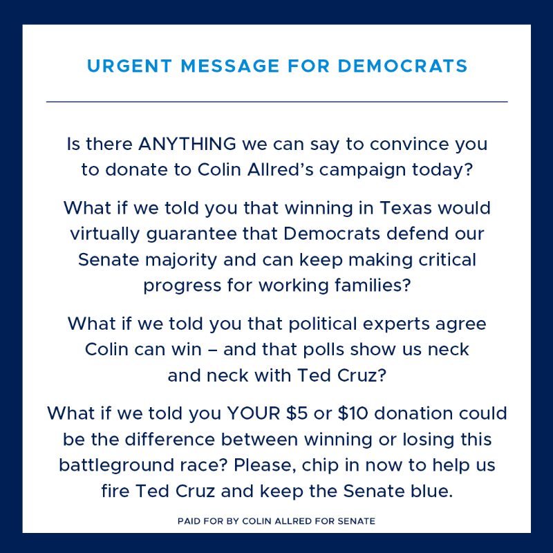 ColinAllredTX's tweet photo. Please read this:
