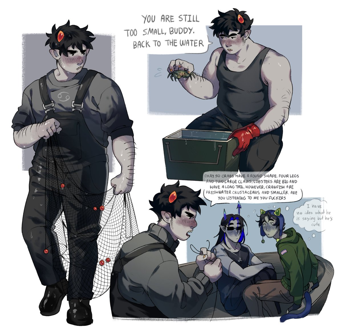 Karkat Vantas but he is a fisher. If you say long enough near him he will start infodumping about crabs (and other crustaceans) #HOM3STUCK #homestuck