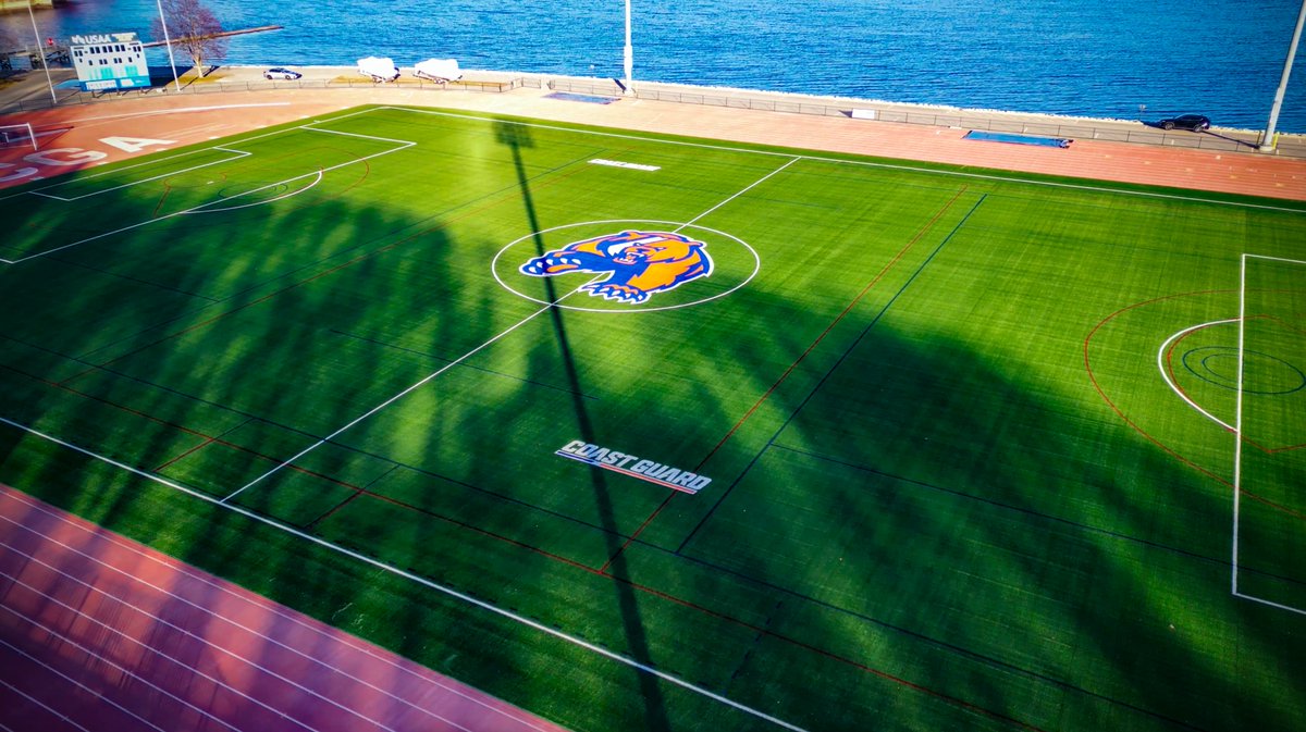 USCGAcademy's tweet image. Check it out! 😲👀

The Soccer Field is redone! In addition to all new astroturf, the field is now sporting the new logos too! Go Bears!