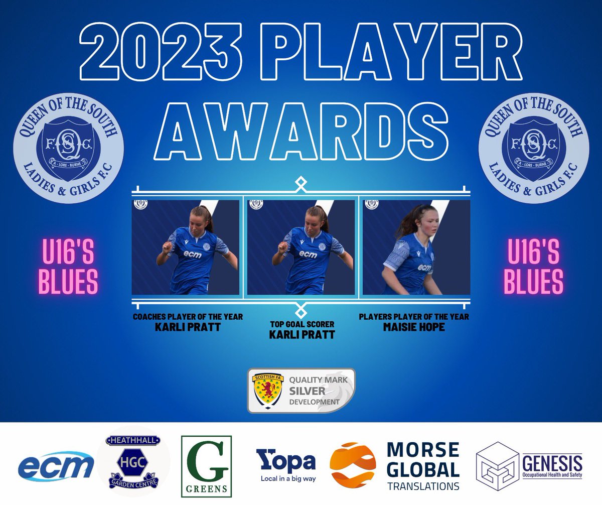 Congratulations to all the players that won individual awards at the recent QoS Awards night 2023 💙🤍💙