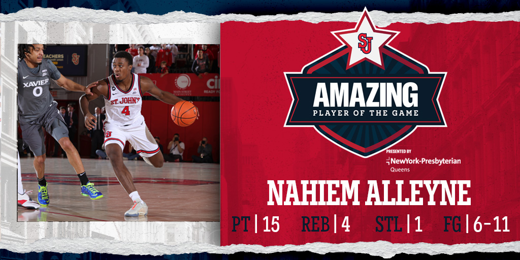 The @nyphospital Amazing Player of the Game from Wednesday night is Nahiem Alleyne. Up next UConn 🏀