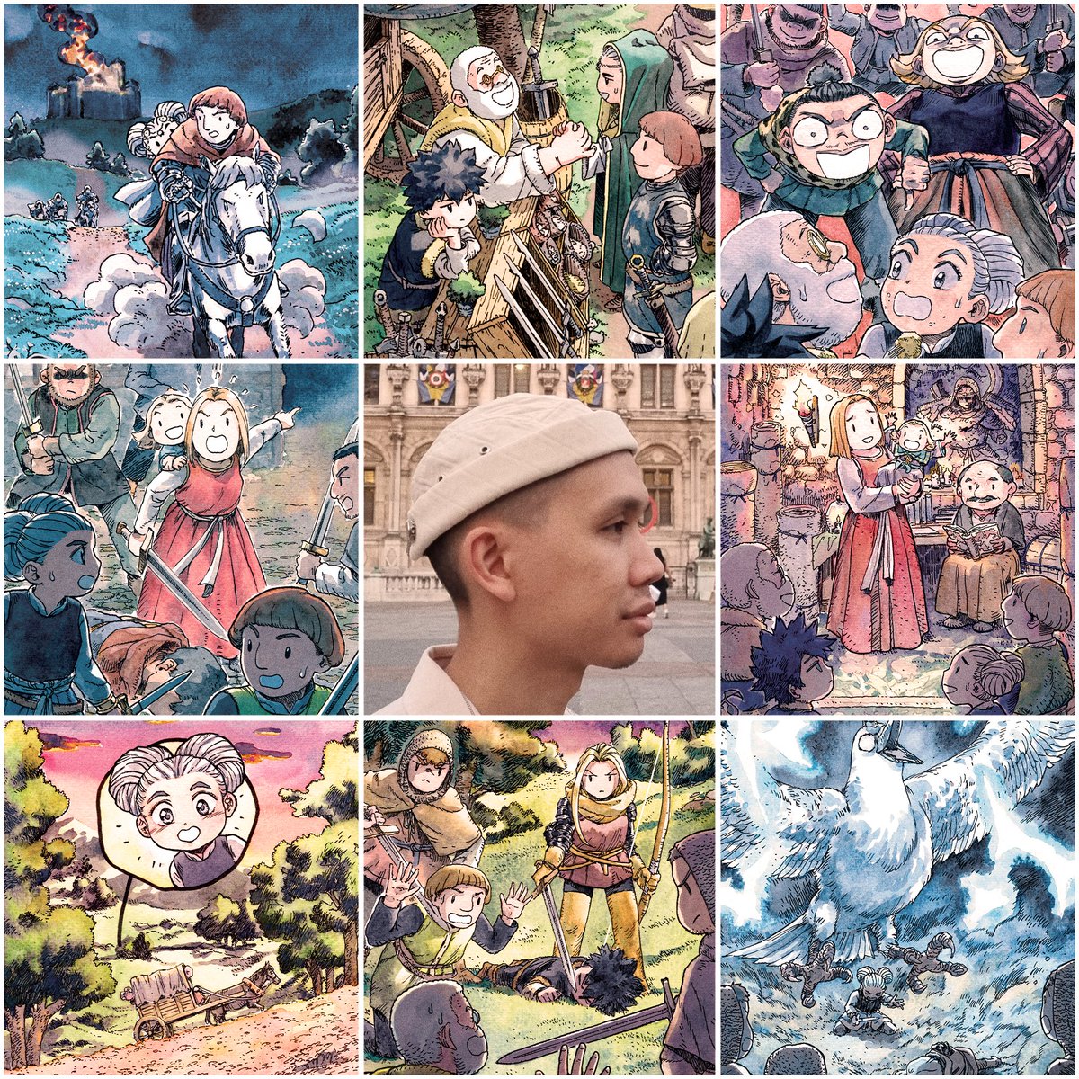 #artvsartist2023 
Je fais une pause avec l'aquarelle sur la prochaine série d'illustrations ! Je repasse à la colorisation numérique en 2024 👊