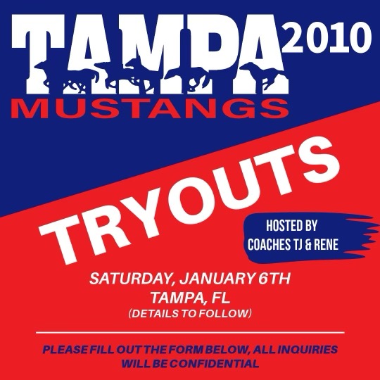 2010 Mustang National team holding tryouts. Nationally recognized Mustang coaches will be on hand to evaluate tryout attendees. Summer Schedule includes SMTM, Scenic City and PGF Nationals...... Don't miss this chance forms.gle/f2YFKJtpqwQEiE… (forms.gle/f2YFKJtpqwQEiE…)