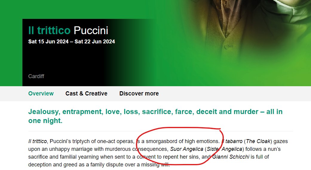 Il trittico @WNOtweet  - 'a smorgasbord of high emotions'? More of an antipasto misto, perhaps.