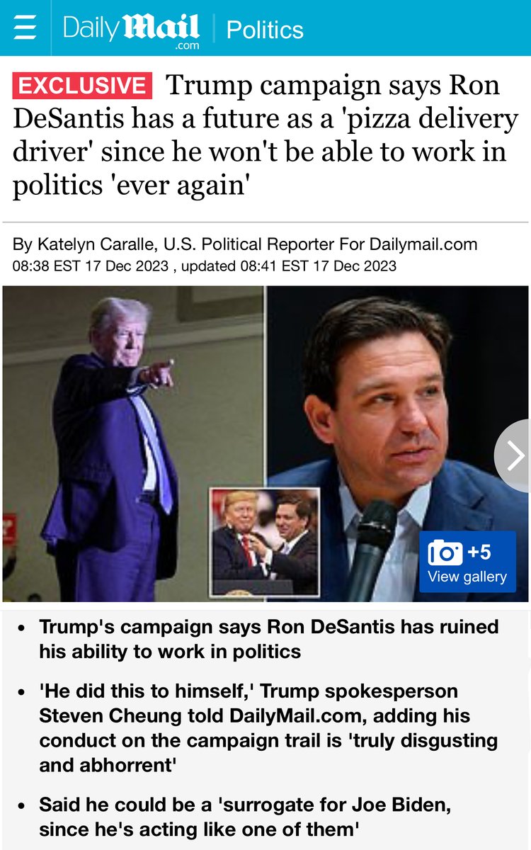 Ron DeSantis has a future as a 'pizza delivery driver' since he won't be able to work in politics 'ever again'