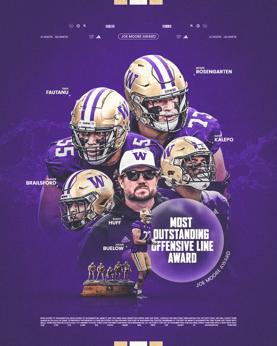 The Most Outstanding Offensive Line in the Country … THE TRENCH DAWGS ⚡️🏆☔️ Congrats fellas on winning the Joe Moore Award! #USvsUS x @JoeMooreAward