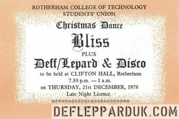 45 years ago today, @rickallenlive played his 1st show as #DefLeppard's new drummer at a Christmas Dance at Clifton Hall in Rotherham England. The headliner of the show was a band called Bliss. Check out the spelling of Def Leppard on the poster!