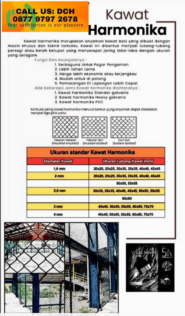 dickyawan's tweet image. DaKh@ - 
Harmonika -Chainlink, Standar galv, Heavy galvanis, PVC 

*DCH 0877 9797 2678   linktr.ee/dicky.dch pabrikwiremesh.co.id pagarbrc-sni.com halarag.id pagarbandara.co.id #kawat #pagarbts #harmonika #kontraktor #proyek #chainlink #indonesia