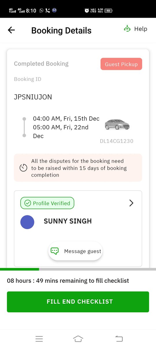 <a href="/Zoomcar_India/">Zoomcar</a> please look this issue I have not fill end check list and I have recieved damage car how to fill please chk images .  Who to create damage ticket