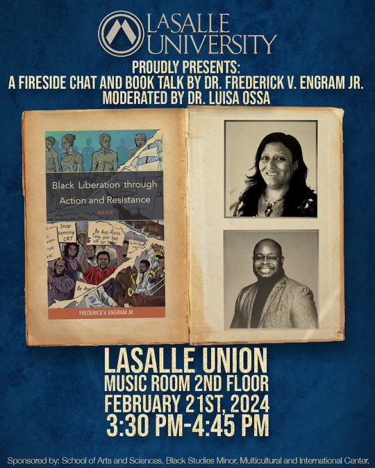 Continuing my #MOVE book tour at @LaSalleUniv on February 21st, 2024!  If you’re in the Philly area come through! 

Moderated by @ProfesoraLMO 
 #BlackLiberation #MOVE #BlackAuthors #BlackBooks #NewAuthor #BookTour