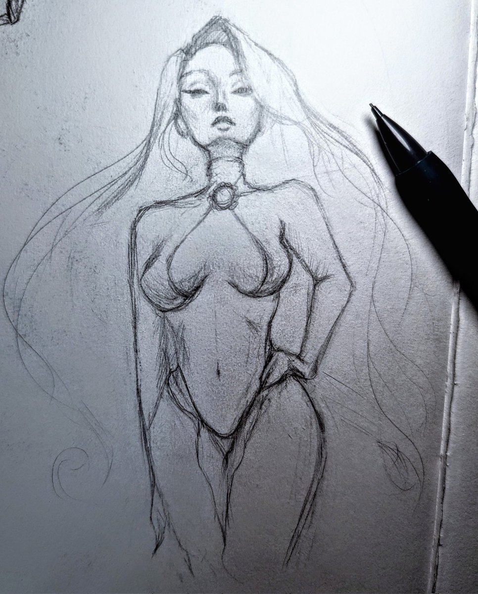 A pencil sketch while I was at NYCC this year. #goblinqueen #xmen #madelynepryor #jeangrey #boobs #pencilsketch #pencilart #comic #comiccon #comicart #comics #comicbooks #artistalley