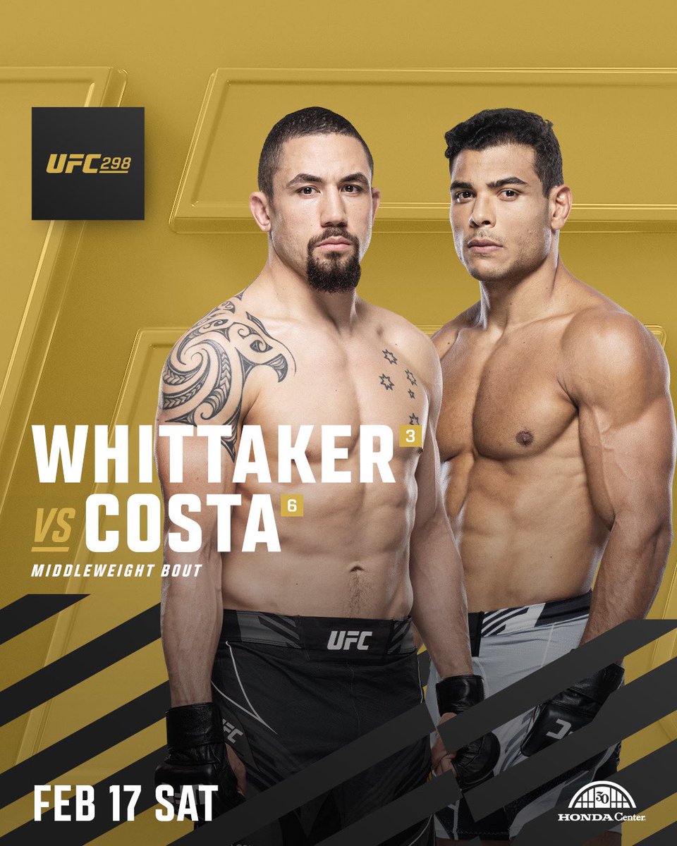 Another banger added to #UFC298 🔥

@RobWhittakerMMA vs @BorrachinhaMMA official for February 17th!