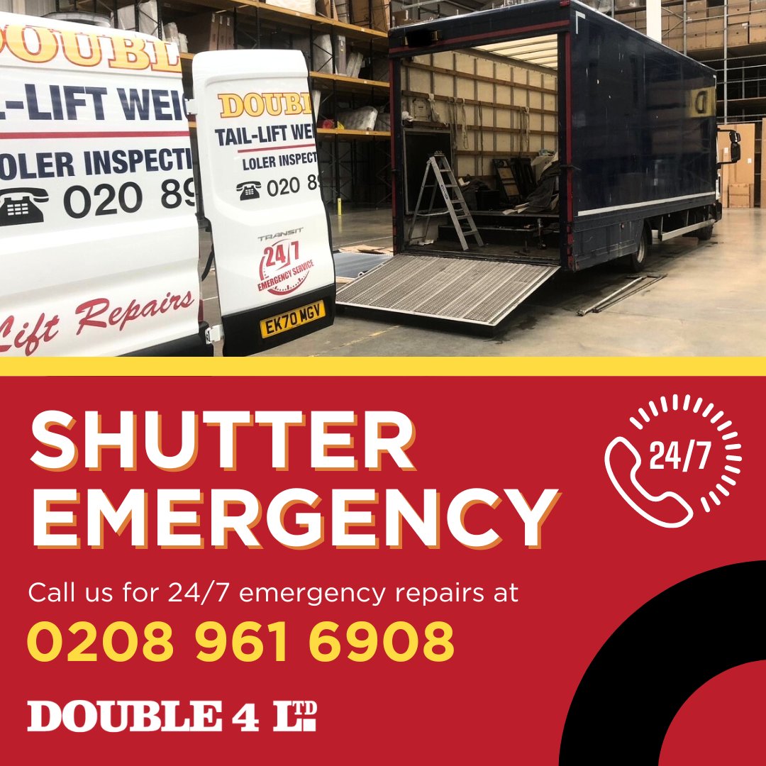 Double4Ltd1's tweet image. Facing vehicle shutter problems? Quick solutions are on the way! Call us for 24/7 emergency repairs at 0208 961 6908 🚐 #ShutterRepairs #RoadsideAssistance #FleetMaintenance