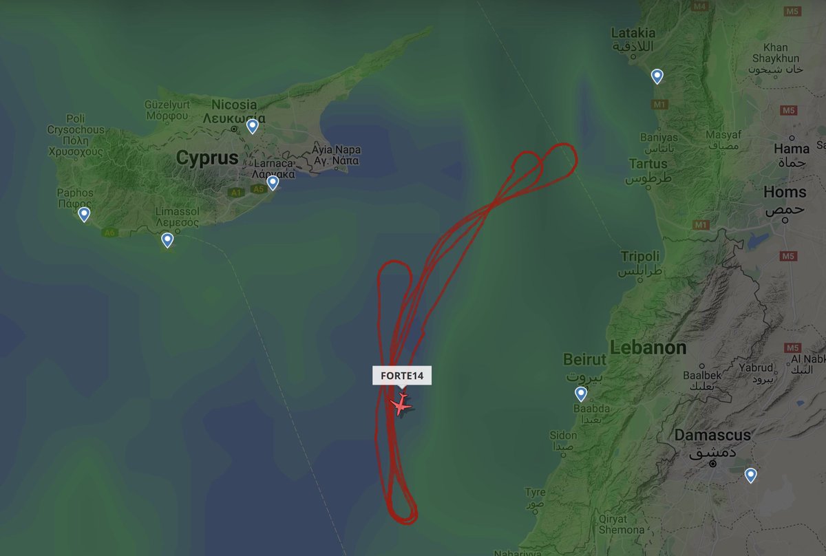 #FORTE14 RQ-4B Global Hawk operating over the eastern Mediterranean off the coast of Lebanon & Syria #avgeek #planespotting
