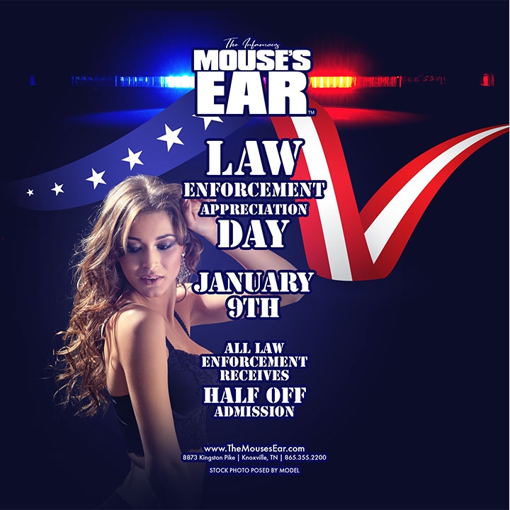 We're showing our appreciation for all law enforcement personnel on Jan 9! 💙 💙 💙 Join us at Mouse's Ear Knoxville for half-priced admission - we thank you for your service and dedication! #LawEnforcementAppreciationDay #ThankYou #LawEnforcement #MousesEar #Knoxville