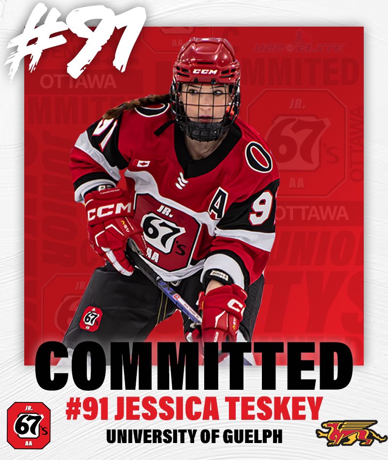 OttawaJr67s's tweet photo. Add one more!
Congrats to assistant captain #91 Jess Teskey on her commitment to the University of Guelph for the 2024-25 season! So proud!
#67sAA #Jr67s https://t.co/eoXwClA2bd