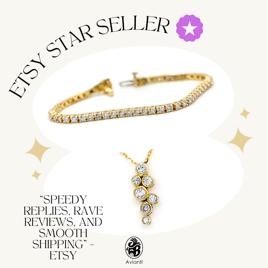 Have you seen the news? We have earned the star seller badge on etsy for our speedy replies, great reviews, and quick shipping! 
#AwardWinningJeweler #Etsy #etsystarseller #Jewelry #Necklaces #EngagementRings #Bracelets #Earrings #CustomJewelry #VintageJewelry #StatementJewelry