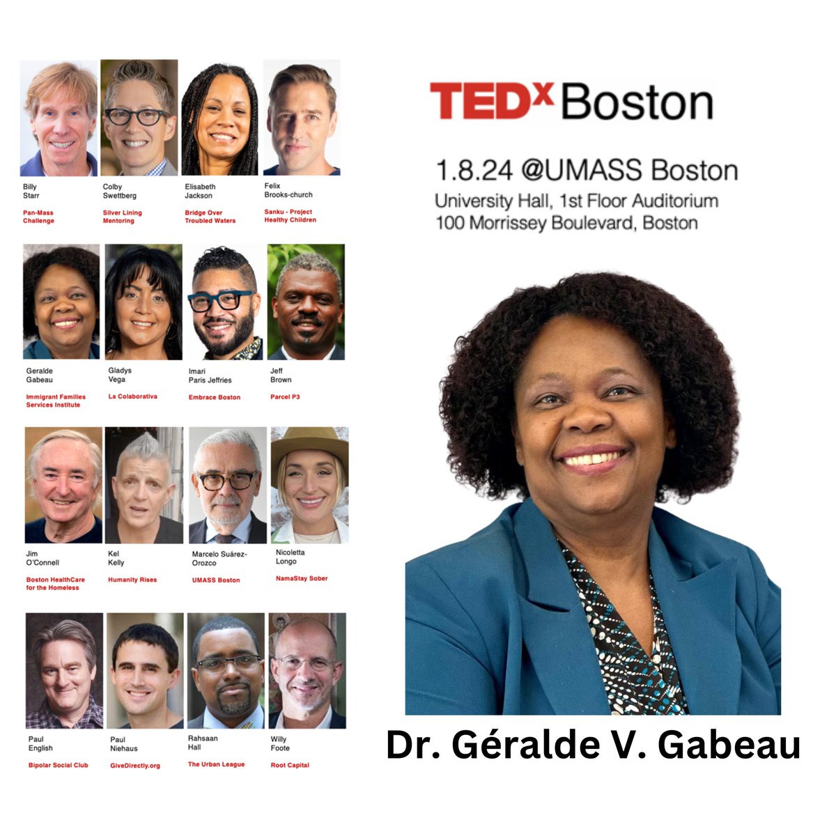 We're thrilled to share some amazing news! Our exceptional Executive Director, Dr. Gabeau has been selected to speak at TEDxBoston on January 8, 2024! 🎤✨