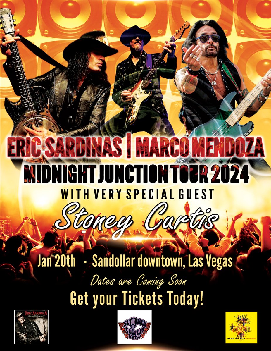 EXCITING NEWS TOUR ALERT, Eric Sardinas fans! 

We are excited  to announce a tour update for the much-anticipated Midnight Junction tour. Clear your calendars, because we're taking a thrilling detour right into the heart of the entertainment world... Viva LAS VEGAS!
