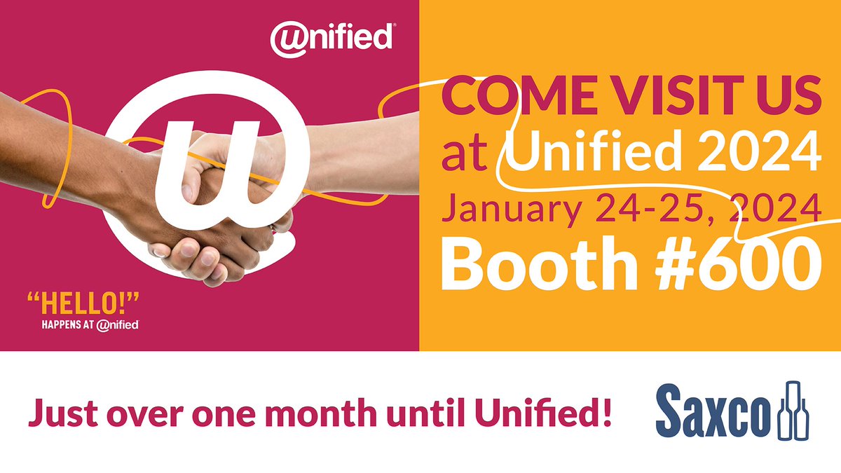 We are just over a month away from Unified! We're excited to connect with you and discuss your packaging needs; whether it be your sustainability goals, new cost-saving ideas, or questions about our can offerings, we're here to help. See you there! #Saxco #WinePackaging