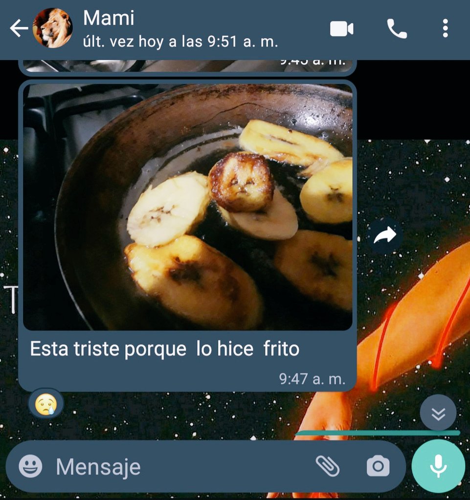 Mi mamá estba haciendo el desayuno y vió un platanito triste...😂 🙈
 
Gracias vida por mi mami 🙌🏼