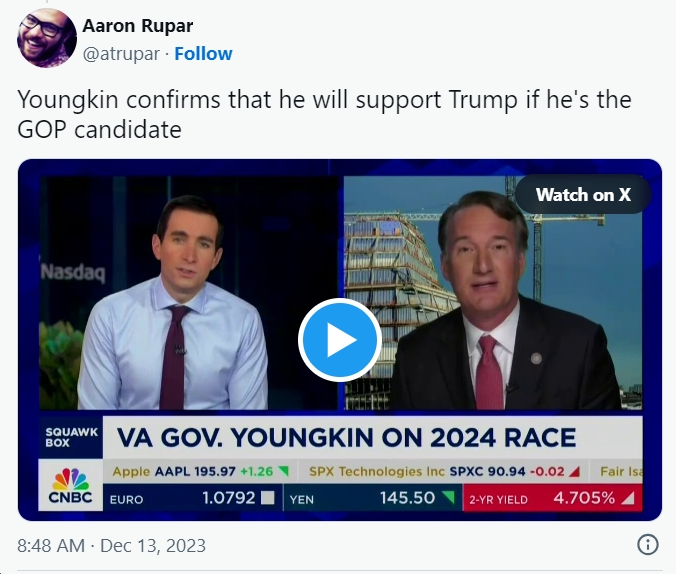 'Trump recorded pressuring Wayne County canvassers not to certify 2020 vote' (Glenn Youngkin apparently is fine with this) bluevirginia.us/2023/12/thursd…