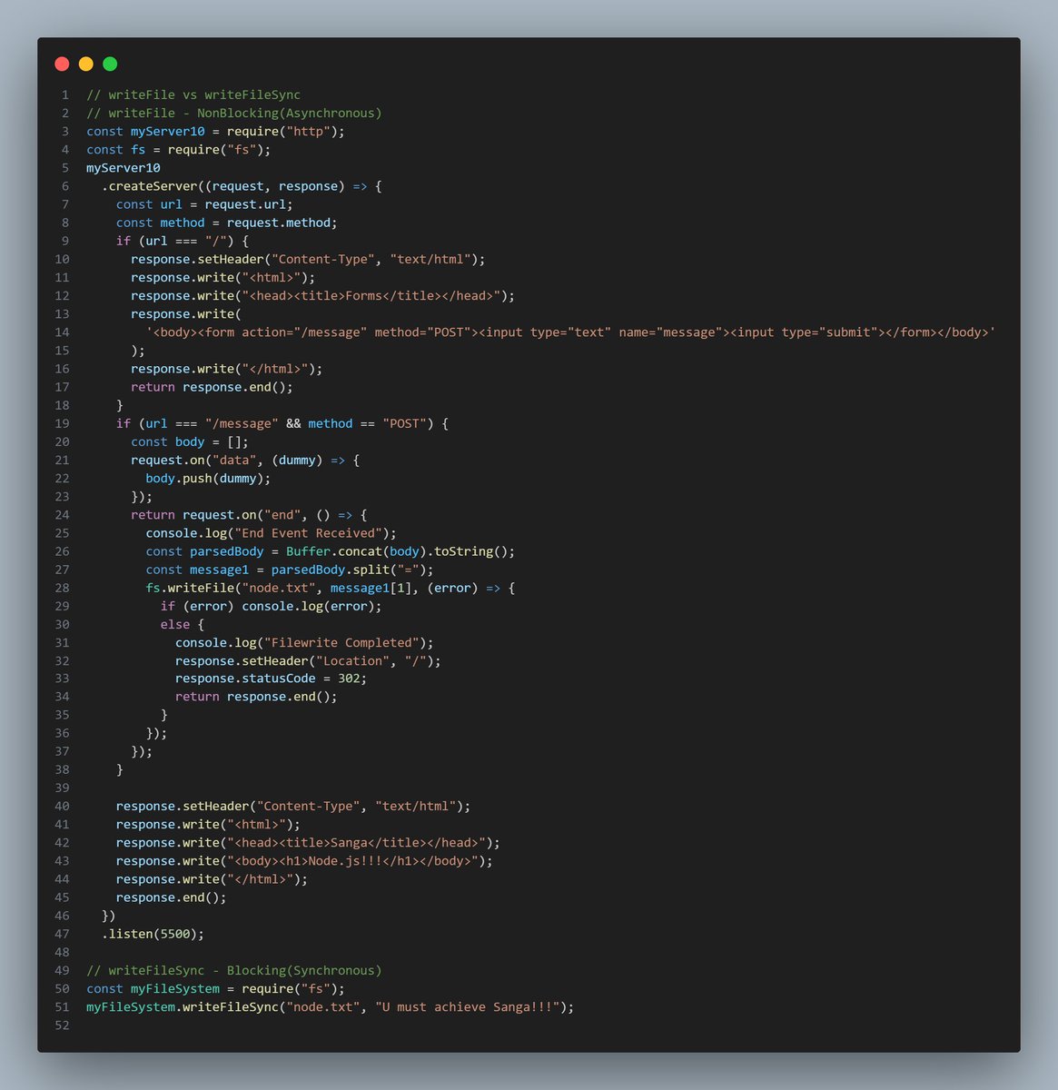 iemsanga's tweet image. Day 20/100        

NodeJS_Revision 
-&amp;gt; Streams &amp;amp; Buffers
-&amp;gt; Blocking vs Non-Blocking

github_codeLink:github.com/imsanga/FullSt…… 

#100DaysOfCode 
#documentingmycodingjourney