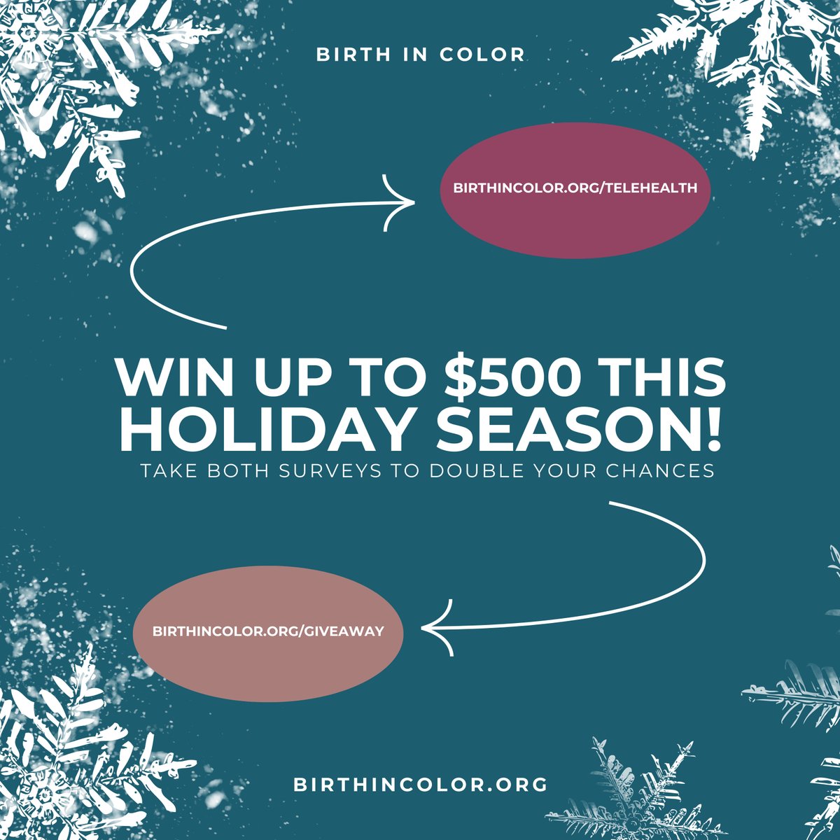 🎁 This holiday season, we’re giving back to our Birth in Color family with not one but TWO different opportunities to win big this holiday season. Swipe to read more! 🌈✨ ① Enter to Win: BirthinColor.org/telehealth ② Enter to win: BirthinColor.org/giveaway #Giveaway